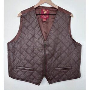 Venezia Leather Vest Women 22/24 Brown Cross Pattern